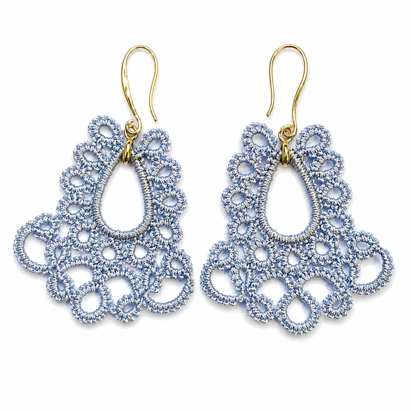 Aros Gota – Frivolité - Celeste metalizado