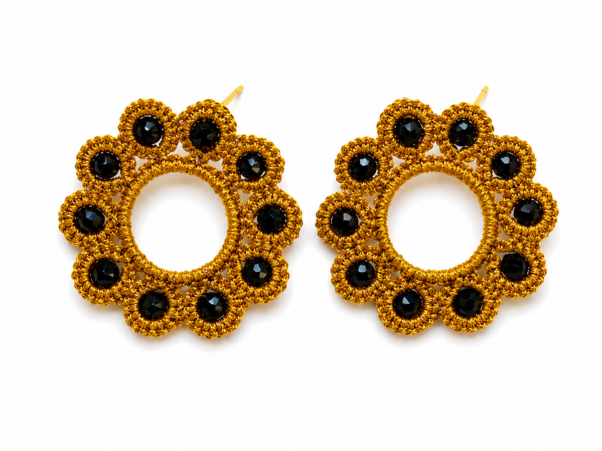 Aros Margarita - Dorado con negro