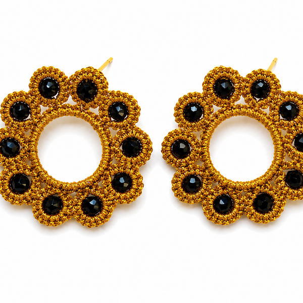 Aros Margarita - Dorado con negro