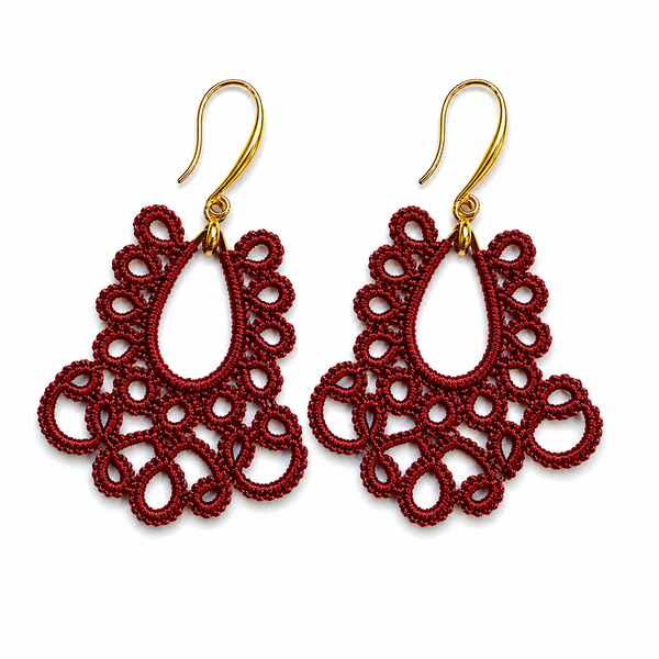 Aros Gota – Frivolité - Rojo metalizado